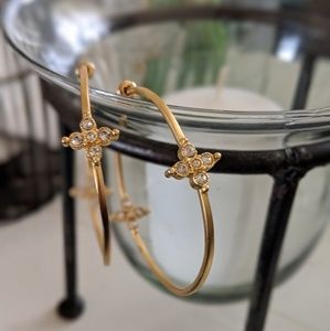 Gold Brush Hoop Earrings